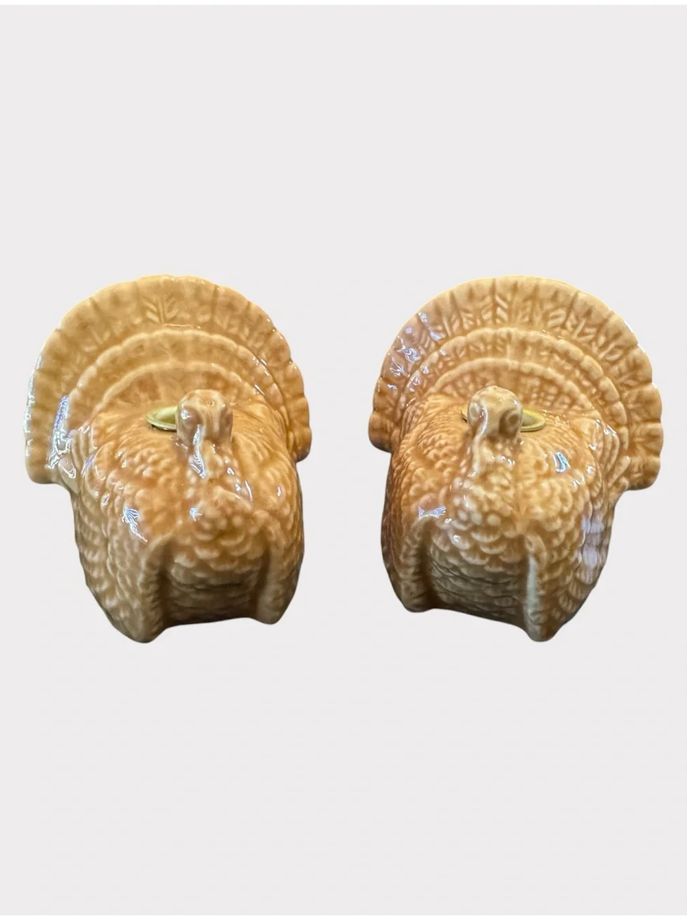 HMK Turkey Ceramic Candlestick Holders Set of 2 Thanksgiving Decor